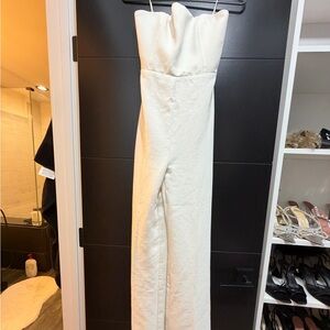 Aritzia Wilfred Classic White Wide-Leg Jumpsuit